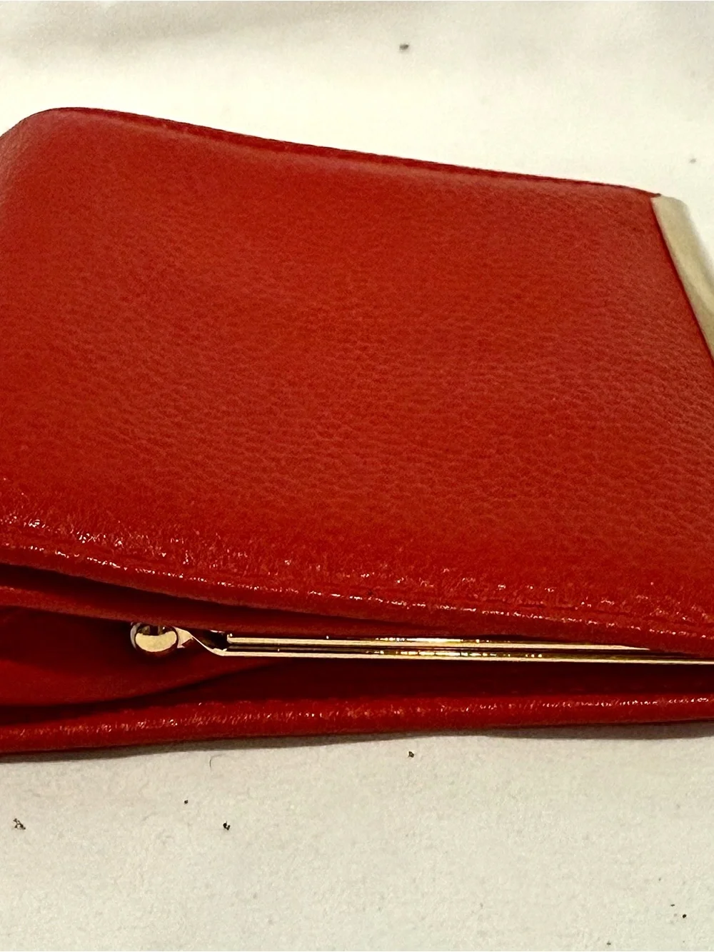 Dior Red Pebbled Leather Compact Coin Purse Wallet with Gold Hardware